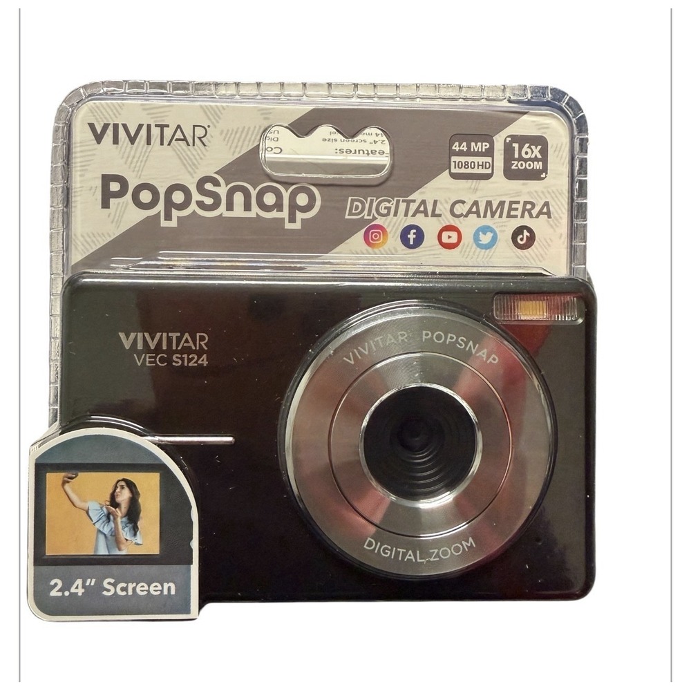 Vivitar PopSnap Digital Camera 44MP 1080p 16X Zoom 2.4” Screen USB-C NEW